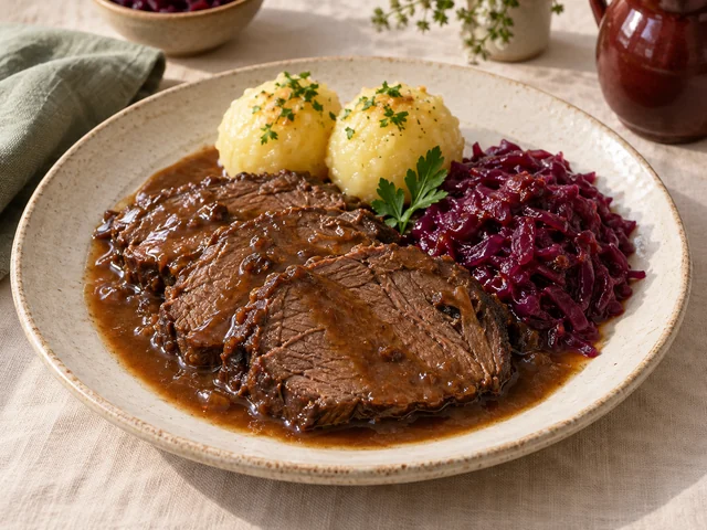 Illustration: Klassischer Sauerbraten angerichtet