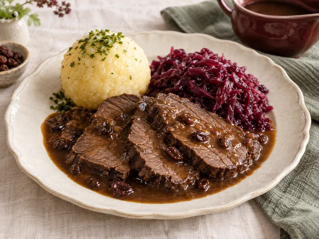 Illustration: Rheinischer Sauerbraten angerichtet